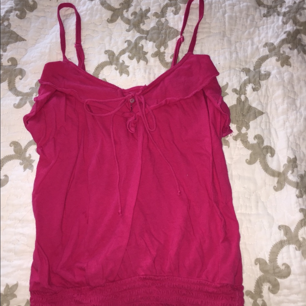 Ruffly pink tank top